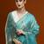 blue floral woven design zari banarasi saree