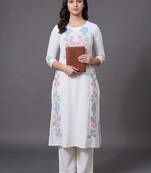 women floral embroidered regular thread work kurta with trousers