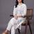 women floral embroidered regular thread work kurta with trousers
