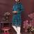 Blue heavy khadi cotton embroidery sequence work and print work premium designer only kurta