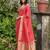 red ethnic motifs zari silk blend designer saree