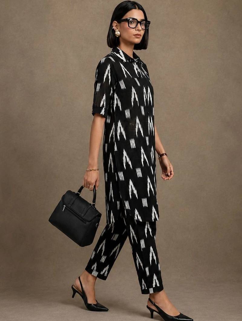 structured printed cotton kurta sets