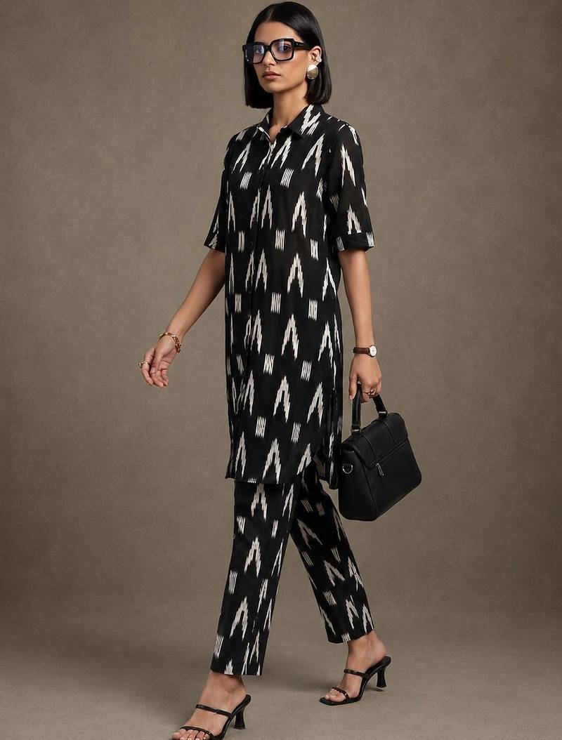 structured printed cotton kurta sets