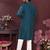 Blue heavy khadi cotton embroidery sequence work and print work premium designer kurta pajama