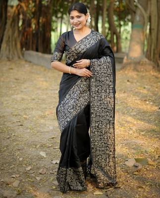 black silk blend saree 1