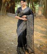 black silk blend saree