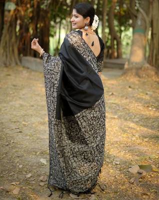black silk blend saree 2