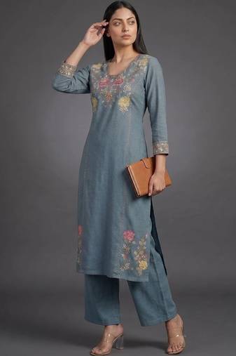 tailored women embroidered kurta with palazzos