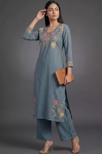 tailored women embroidered kurta with palazzos