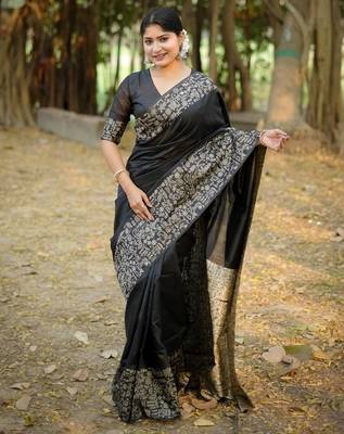 black silk blend saree 3
