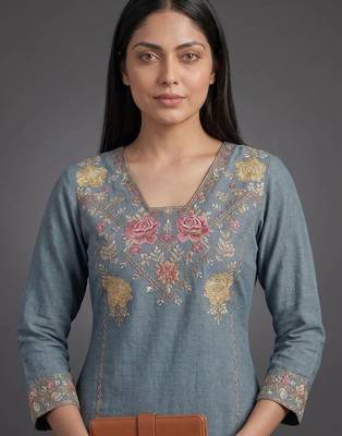 tailored women embroidered kurta with palazzos 6