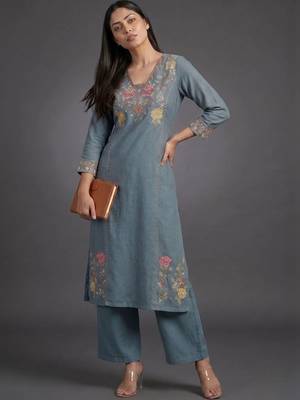 tailored women embroidered kurta with palazzos 7