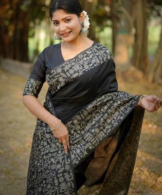 black silk blend saree 4