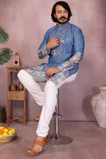 Pink heavy khadi cotton embroidery sequence work and print work premium designer only kurta