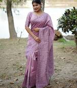 lavender woven design silk blend saree
