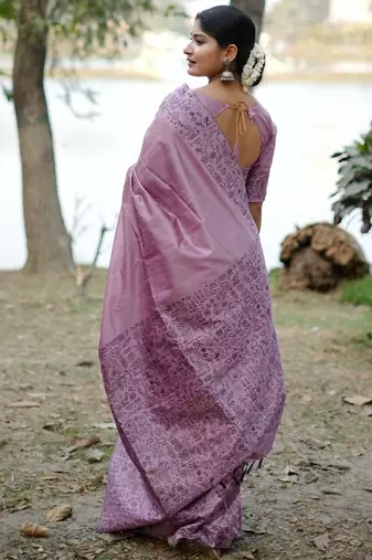 lavender woven design silk blend saree