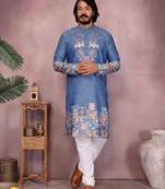 Pink heavy khadi cotton embroidery sequence work and print work premium designer kurta pajama