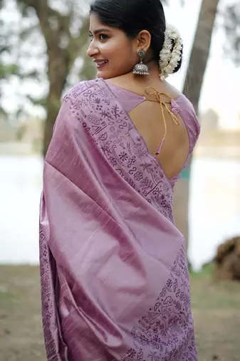 lavender woven design silk blend saree