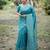 blue silk blend designer saree