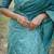 blue silk blend designer saree