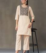 structured women embroidered kurta with trousers