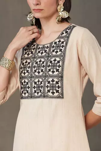 structured women embroidered kurta with trousers