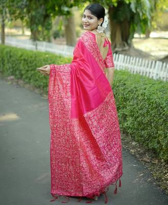 pink silk blend saree 2