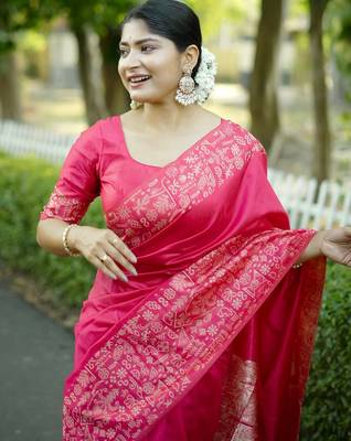 pink silk blend saree 3