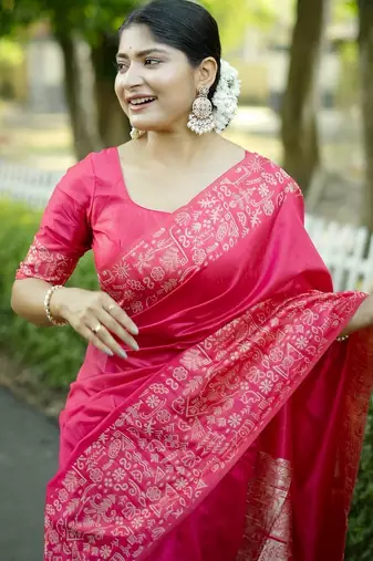 pink silk blend saree
