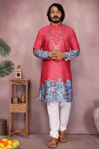 Purple heavy khadi cotton embroidery sequence work and print work premium designer only kurta