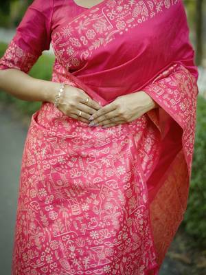 pink silk blend saree 4