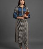 tailored women printed kurta with trousers