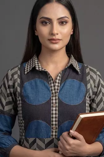 tailored women printed kurta with trousers