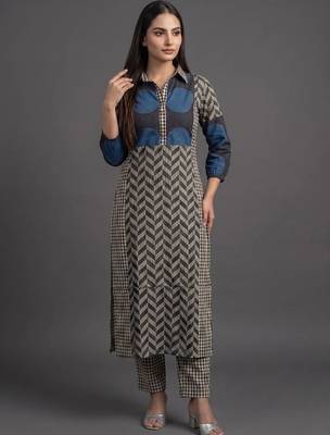 tailored women printed kurta with trousers 5