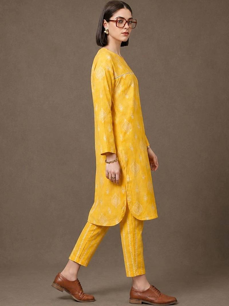 formal printed a-line kurta sets