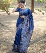 navy_blue silk blend saree
