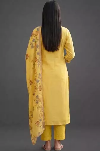 workwear women printed kurta with trousers with dupatta