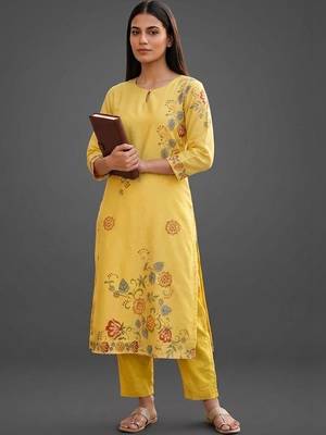 workwear women printed kurta with trousers with dupatta 3
