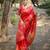 red silk blend saree