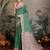 green ethnic motifs ready to wear saree with unstitched blouse piece