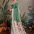 green ethnic motifs ready to wear saree with unstitched blouse piece