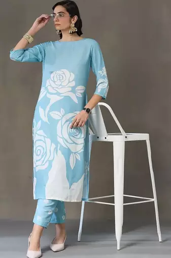 formal women printed kurta with trousers