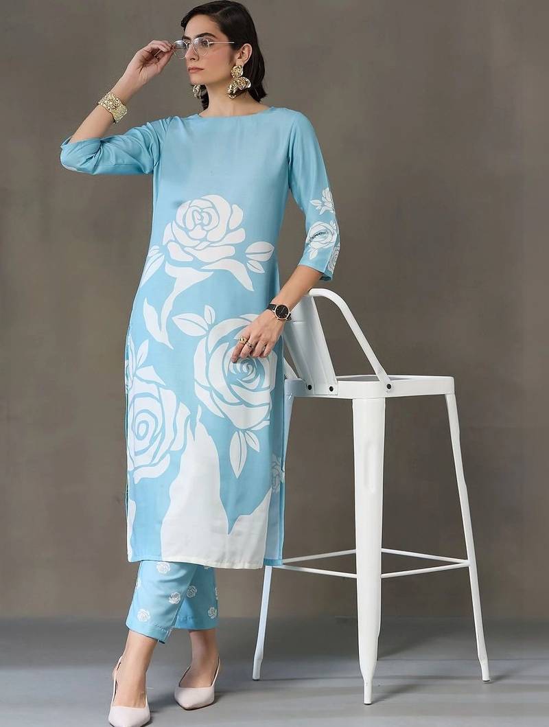 formal women printed kurta with trousers