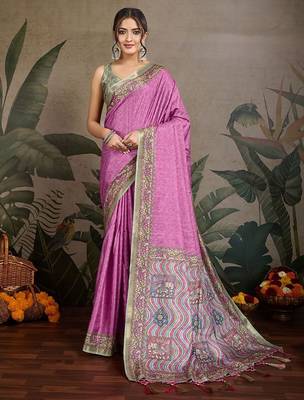 lavender ethnic motifs saree 1