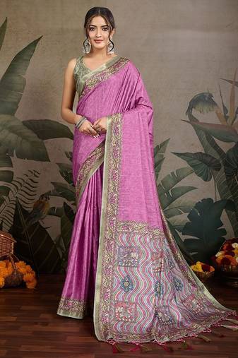 lavender ethnic motifs saree