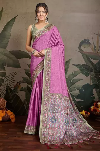 lavender ethnic motifs saree