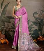 lavender ethnic motifs saree