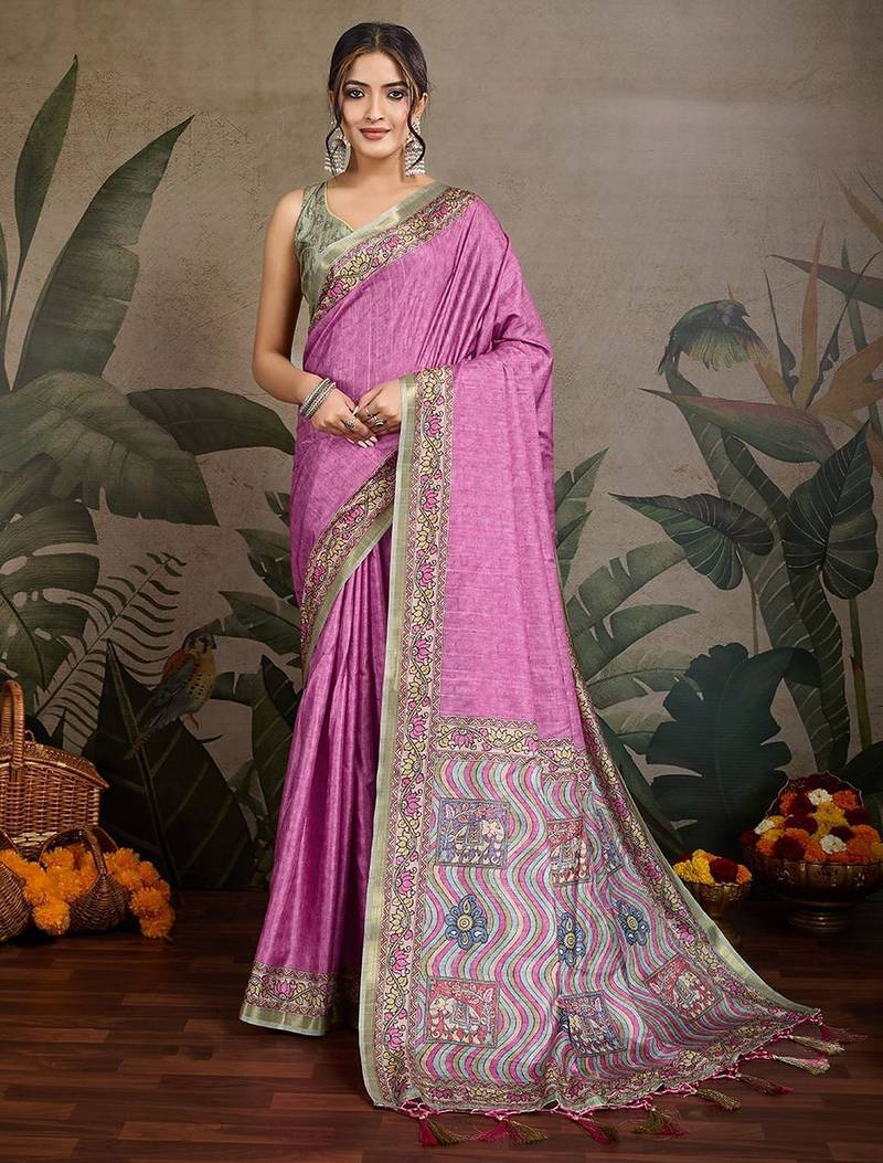 lavender ethnic motifs saree