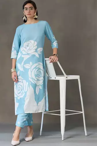 formal women printed kurta with trousers