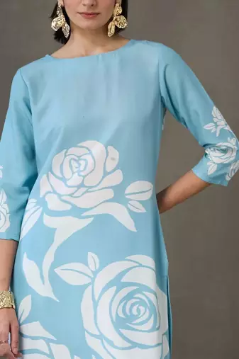 formal women printed kurta with trousers
